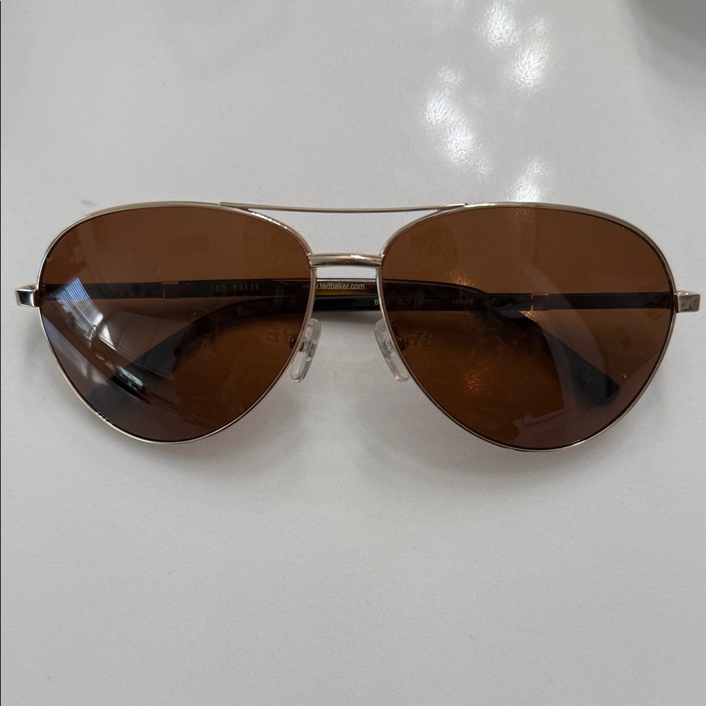 Ted Baker Gold and Brown Aviator Sunglasses